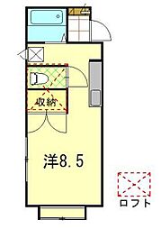 ブルージュ拾番館 ワンルームの間取図画像