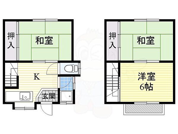 大阪府高槻市栄町２丁目(賃貸一戸建3K・1階・48.60㎡)の写真 その2