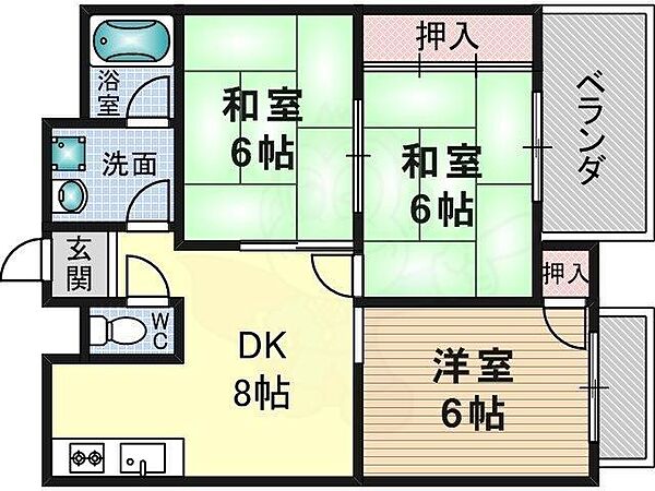 メゾン並木 ｜大阪府茨木市並木町(賃貸マンション3DK・3階・53.00㎡)の写真 その2