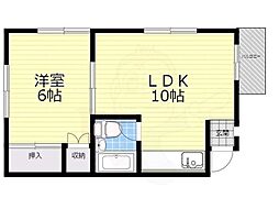 隆起ハイツ 1LDKの間取図画像