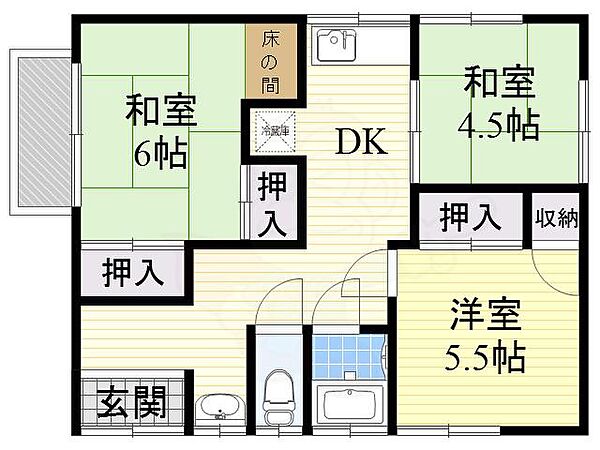 貴船貸家 ｜大阪府茨木市水尾４丁目(賃貸一戸建3DK・1階・45.36㎡)の写真 その2