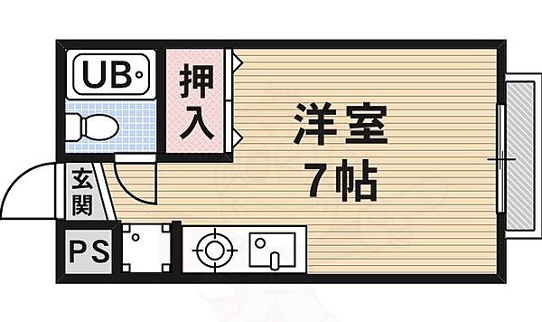 大住マンション 210｜大阪府茨木市大住町(賃貸マンション1R・2階・20.00㎡)の写真 その2