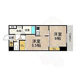 JR東海道・山陽本線 岸辺駅 徒歩7分の賃貸マンション 3階2Kの間取り