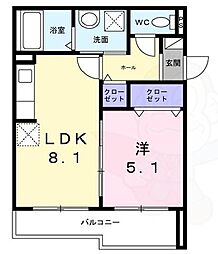 エスポアール上山手 3階1LDKの間取り