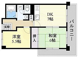 サンハイツサワヒラ 2DKの間取図画像