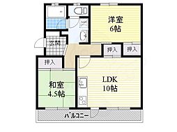 サン春日丘 2LDKの間取図画像
