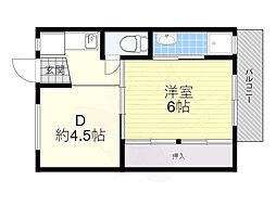 ビレッジハウス高田2号棟 1DKの間取図画像