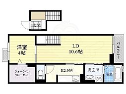ジェルメ 1LDKの間取図画像