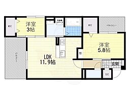 D-residence東太田 2LDKの間取図画像