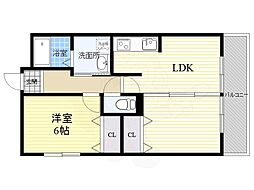 カルム桜ケ丘 1LDKの間取図画像