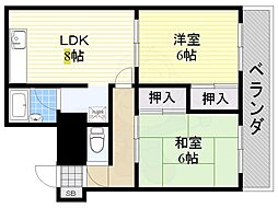 弐番館 2LDKの間取図画像