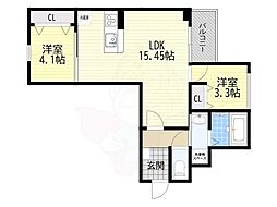 茨木市島2丁目アパート 2LDKの間取図画像
