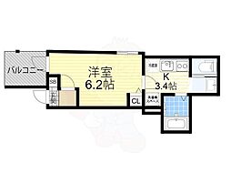 MELDIA下新庄 1階1Kの間取り