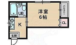 リバートピア相川 ワンルームの間取図画像
