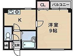 モリトモハイツ 1Kの間取図画像