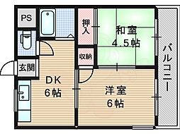 永和ハイツ 2DKの間取図画像