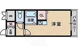 ポニークレスト上新庄 ワンルームの間取図画像