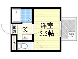 ジオナ新大阪 1Kの間取図画像