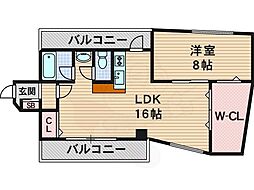 桂ハイム2 1LDKの間取図画像