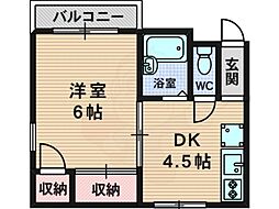 メゾンヤマト 1DKの間取図画像