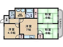 ラヴィータ豊里 3DKの間取図画像