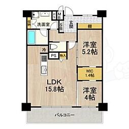 グランルクレ新大阪 2LDKの間取図画像