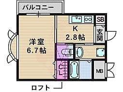 アイビース・パティオ 1Kの間取図画像