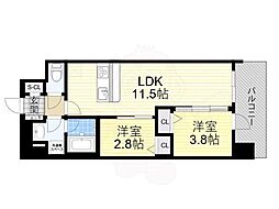 スプランディッド大阪EAST 2LDKの間取図画像