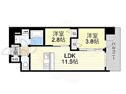 スプランディッド大阪EAST 2LDKの間取図画像