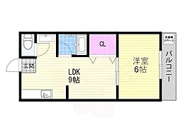 マキノハイツ 1LDKの間取図画像