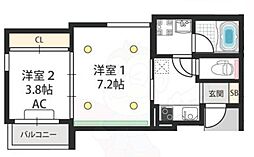 ステディ下新庄 2Kの間取図画像