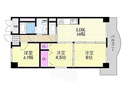 豊富第3プレジデントハイツ 3LDKの間取図画像