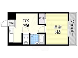 西淡路土井マンション 1DKの間取図画像