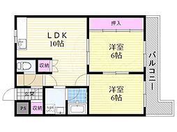 サンハイツ 2LDKの間取図画像