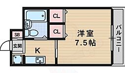 山田ハイツ2豊新 ワンルームの間取図画像