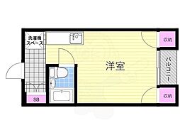 山田ハイツ2豊新 ワンルームの間取図画像