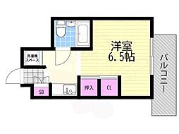 山田ハイツ2豊新 1Kの間取図画像