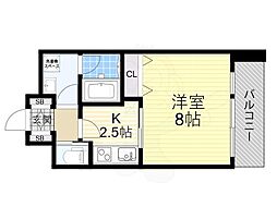 アーバンフラッツ西中島 1Kの間取図画像