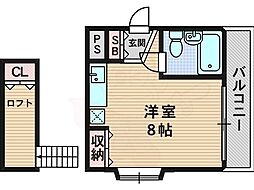 ドミールKAMO ワンルームの間取図画像