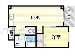 レクシア上新庄 1LDKの間取図画像