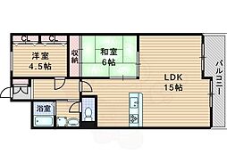 第2グランドハイツ太田 2LDKの間取図画像