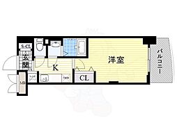 Luxe淡路3 1Kの間取図画像