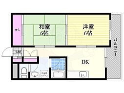 メゾンドゥボナール 2DKの間取図画像