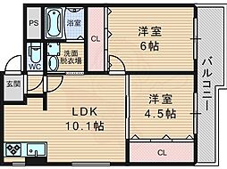 サファイス1番館 2LDKの間取図画像