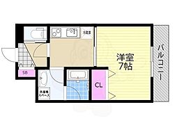 アーバンフラッツ西中島 1Kの間取図画像