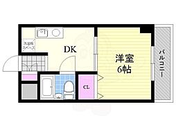 ヴェルドール淡路 1Kの間取図画像