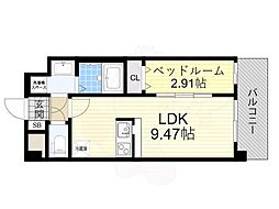 Alivis Shimo-Shinjo SoL TERRAC 1LDKの間取図画像