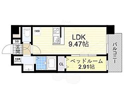 Alivis Shimo-Shinjo SoL TERRAC 1LDKの間取図画像
