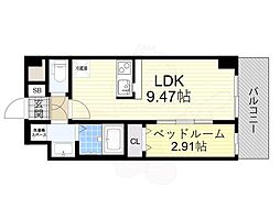 Alivis Shimo-Shinjo SoL TERRAC 1LDKの間取図画像