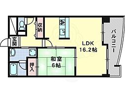エスパシオ上新庄 1LDKの間取図画像